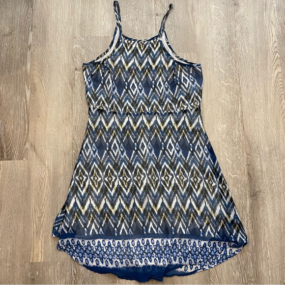 5/$25 BEAUTIFULLY COUTURE Zigzag Aztec Print Tank Mini Dress - Blue Size Small - Picture 9 of 9